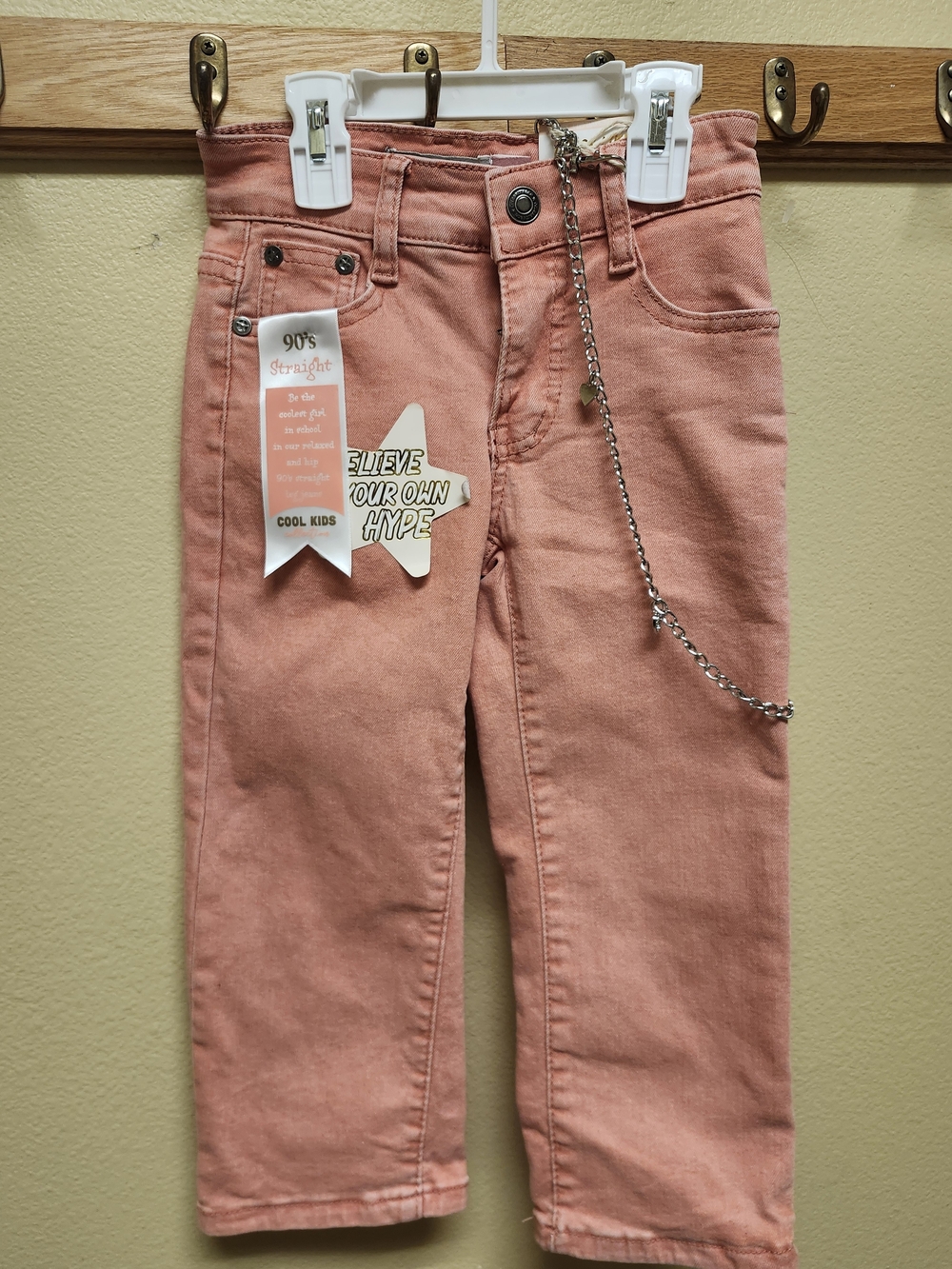 Kids' Coral Straight Jeans with Chain Accent